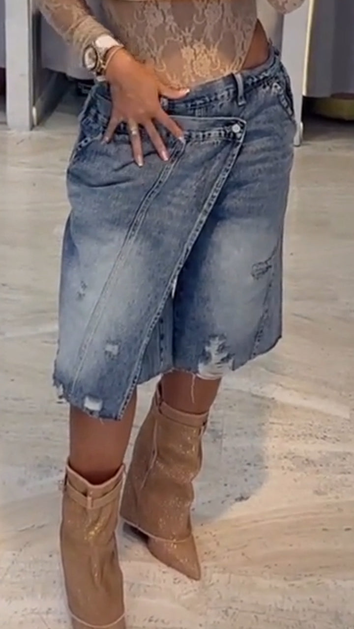 Women Patchwork Washed Casual Jeans