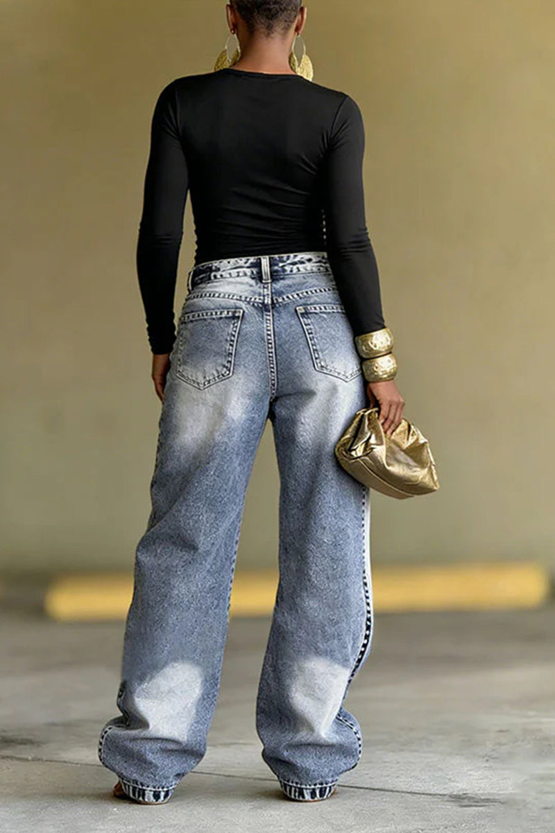 Ladies' Hot Selling Casual Asymmetrical Overlapping Jeans