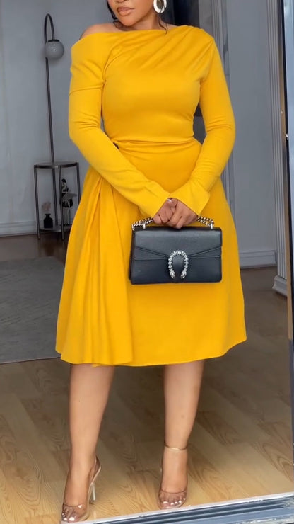 Women Round Neck Elegant Casual Dress