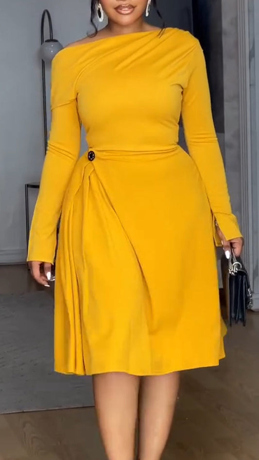 Women Round Neck Elegant Casual Dress