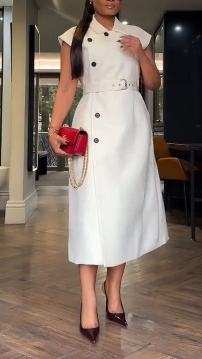 Women Collar Buckle Elegant Temperament Dress