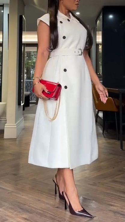 Women Collar Buckle Elegant Temperament Dress