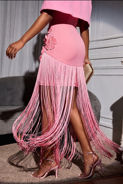 Women's Elegant Party Fringe Two Piece Maxi Dress