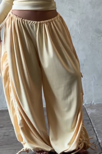 Women's Casual Waist Hem Drawstring Loose Pants