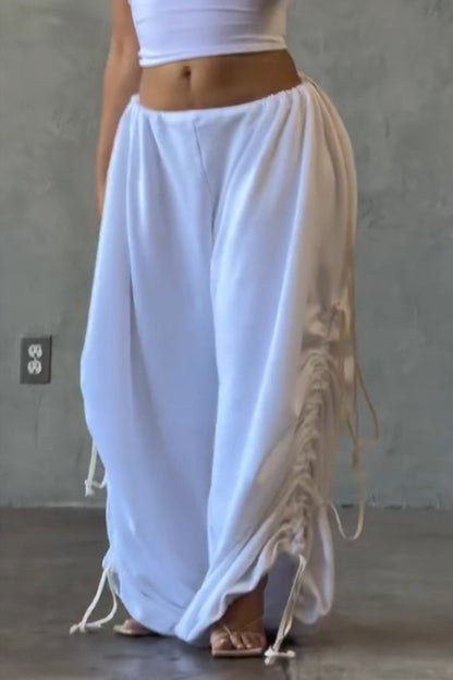 Women's Casual Waist Hem Drawstring Loose Pants