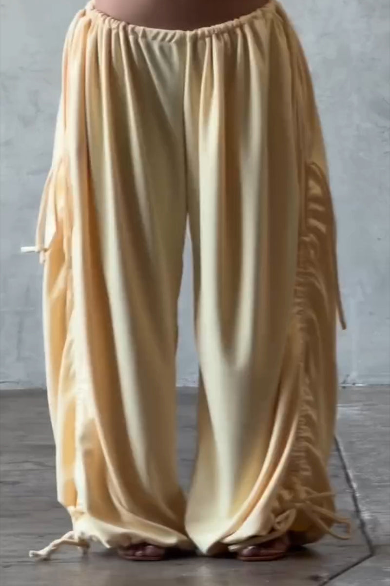 Women's Casual Waist Hem Drawstring Loose Pants