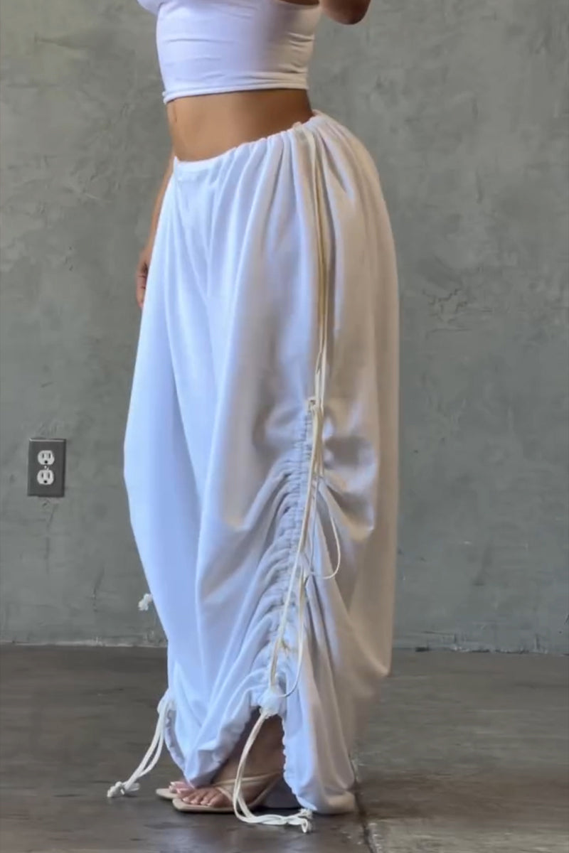 Women's Casual Waist Hem Drawstring Loose Pants