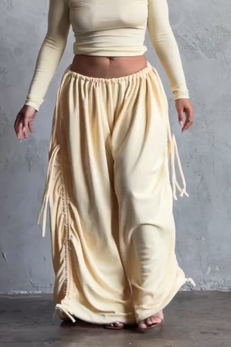 Women's Casual Waist Hem Drawstring Loose Pants